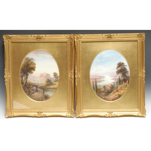 552 - A pair of Royal Worcester oval plaques, painted by F R Rushton, The Acropolis, Athens and Constantin... 