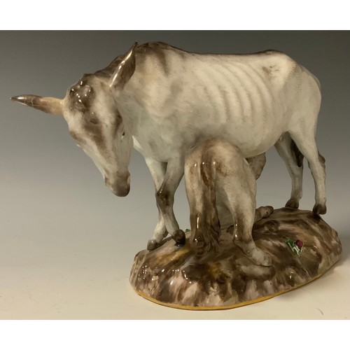 759 - A Meissen group, of a donkey with suckling foal,  modelled after by Johann Joachim Kändler (1706-177... 