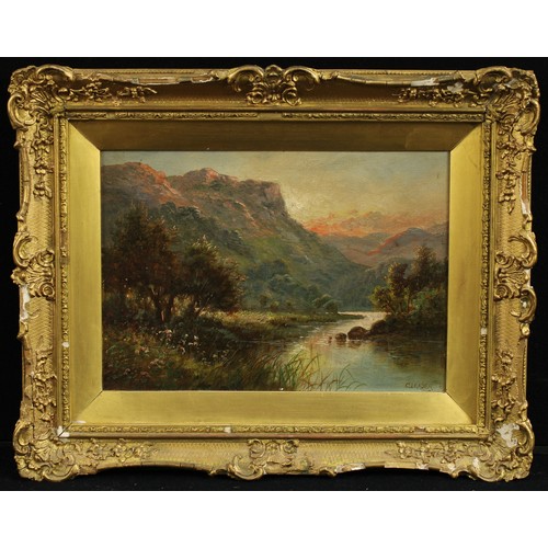 823 - Charles Leader, (act.1850-1890), Mountainous River Landscape, signed, oil on canvas, 24cm x 34cm