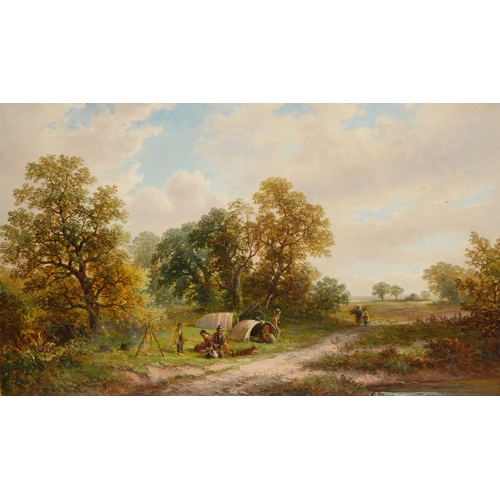 843 - George Turner (1841-1910)
Gypsies on a Lane Near Milton, Derbyshire, titled, signed and dated 1873 t... 