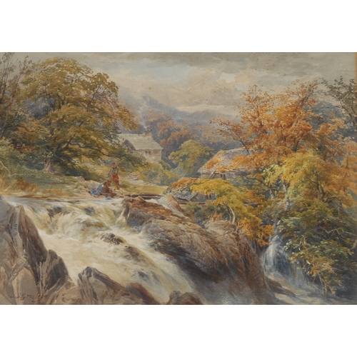 904 - James Stephen Gresley (1829 - 1908)
Wash Day at the Waterfall
signed, watercolour, 26.5cm x 37cm