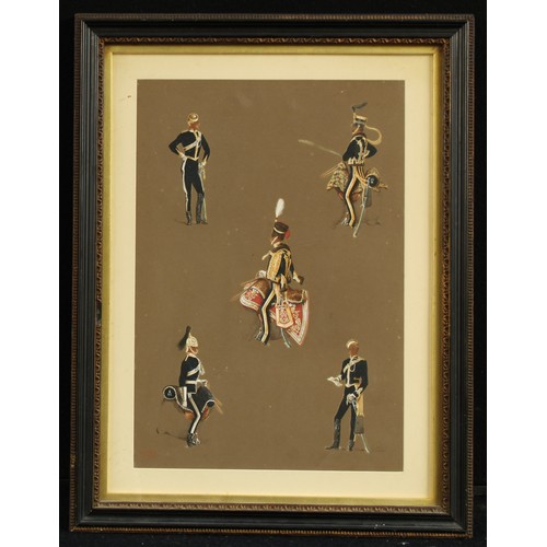 882 - English School (19th century)
Five in Military Uniform
monogrammed, mixed medium, 32.5cm x 22.5cm