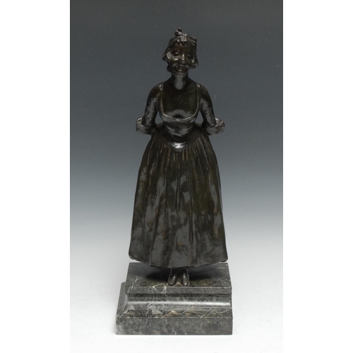 1956 - English School (19th Century), a dark patinated bronze, taking a bow, she stands wearing a ribbon ti... 