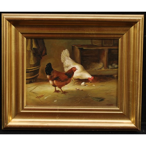 861 - A. Deden 
The Henhouse
signed, oil, 17.5cm x 23cm