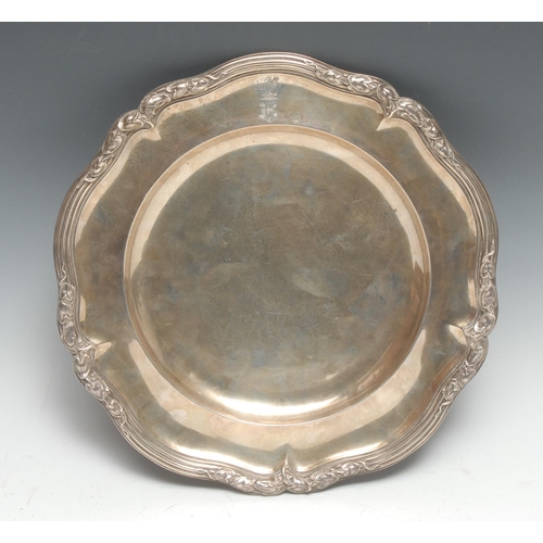 322 - Paul Storr - an early Victorian silver shaped circular dinner plate, engraved with the crest of Best... 