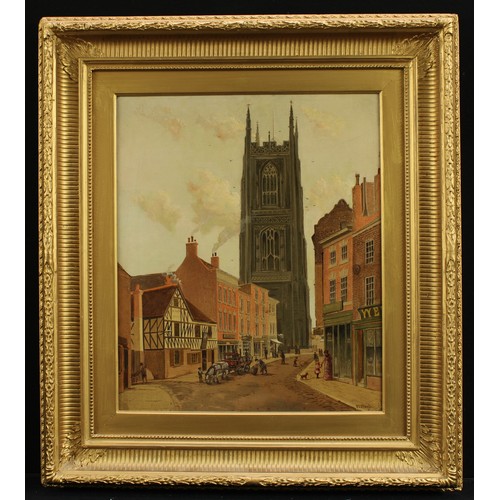 875 - Edwin Steele (late 19th/early 20th century)
Queen Street Derby Towards the Cathedral
signed, oil on ... 