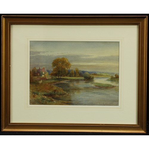 833 - Cuthbert Gresley (1876 - 1963) 
The River Trent at Swarkestone
signed, watercolour, 19cm x 26cm