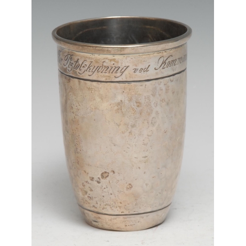 93 - A Danish silver beaker, planished, 10cm high, Aug. Hahn, Copenhagen c.1915