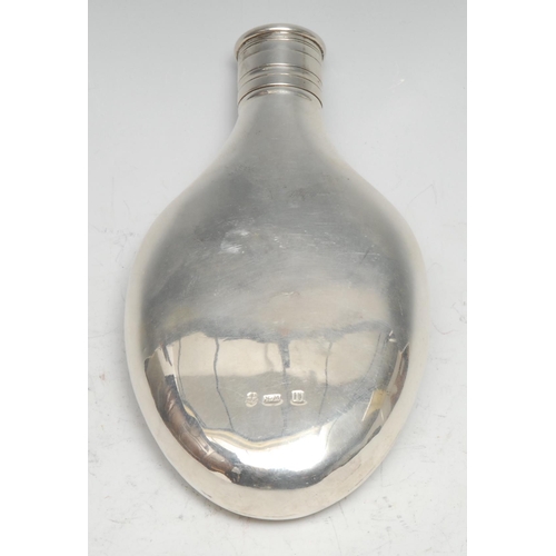 320 - Nathaniel Mills - a Victorian silver tear shaped pocket flask, quite plain, screw-fitting cover, 12.... 