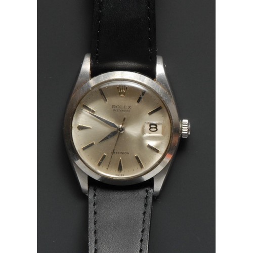 344 - Rolex - a 1960s Gentlemans Oysterdate Precision 6694 stainless steel wristwatch, silvered textured d... 