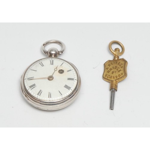 342 - An unusual early Victorian lady's/child's silver cased pocket watch of small proportions, enamelled ... 