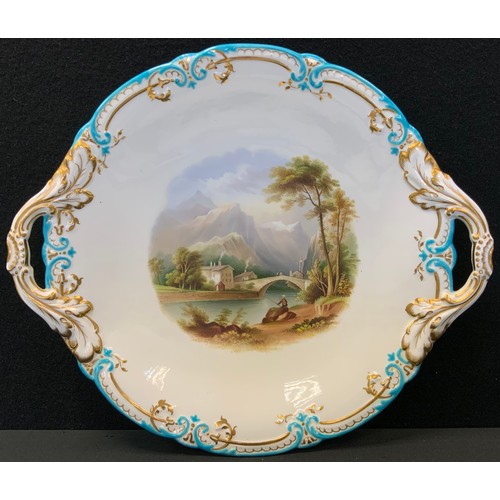 402 - A late 19th century Minton dessert service, comprising four low circular comports, low oval comport,... 