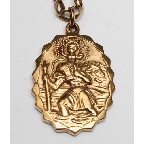 668 - A 9ct gold St Christopher pendant and chain, 22.5g