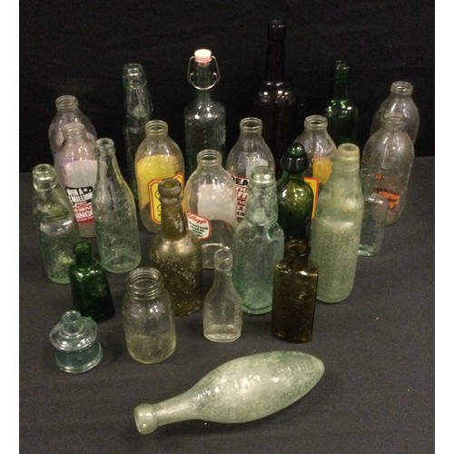 190 - A 19th century glass cod neck bottle, marked 'Bags Bros. Canal Walk, Portsmouth'; a 19th century, J.... 