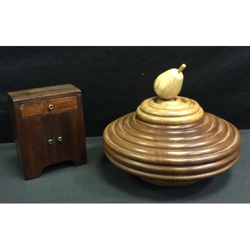 195 - A 19th century mahogany novelty money box, as a miniature sideboard, frieze drawer with coin apertur... 