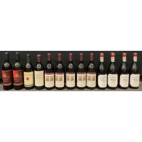 196 - Wines and Spirits; Hardy's Shiraz Cabernet Sauvignon, 1992 south african red, pinotage, Chilean, Spa... 