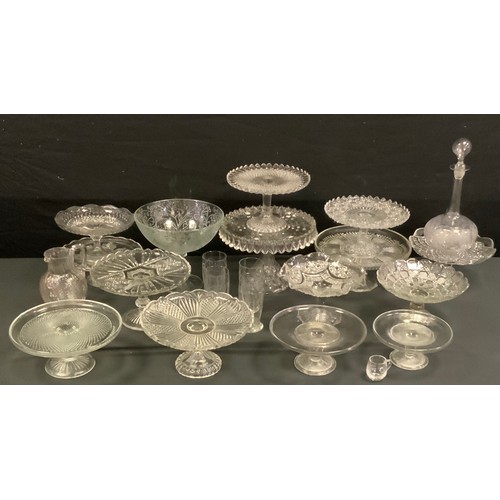 319 - A James Hateley 1887 pressed glass Tazza, a Victorian pressed glass cake stand, other Victorian pres... 