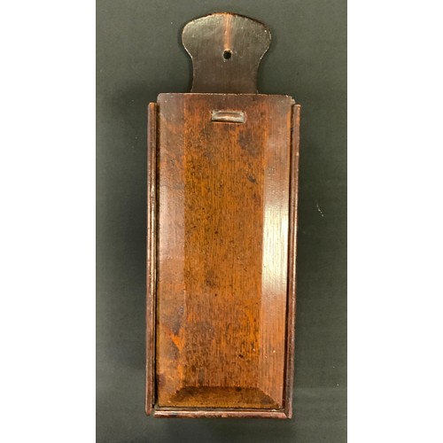 339 - A 19th century oak candlebox, slide cover, 41.5cm long, 14cm wide, 8.5cm deep.