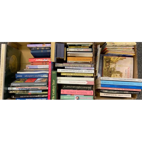 344 - Books; wildlife, travel, and cookery reference books, three boxes.