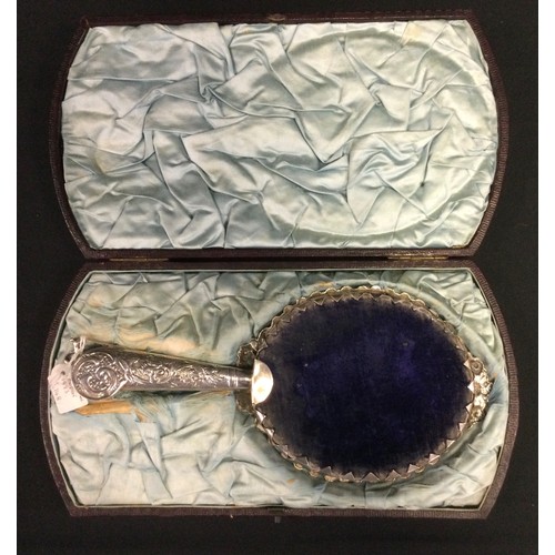 420 - A Victorian silver hand mirror, pierced open cast floral frame, Frederick James Wiltshire, London 18... 