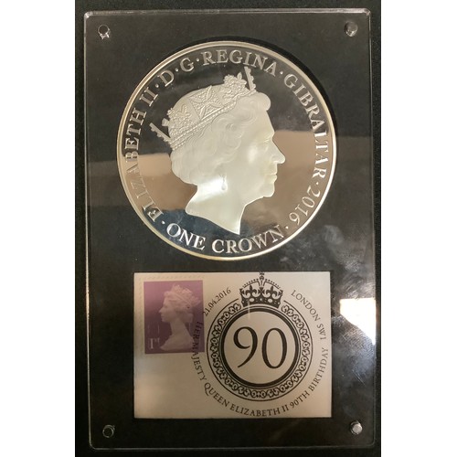 440 - A limited edition 999 silver Flowers of the Nation queen Elizabeth II 90th birthday crown, 2016, Gib... 