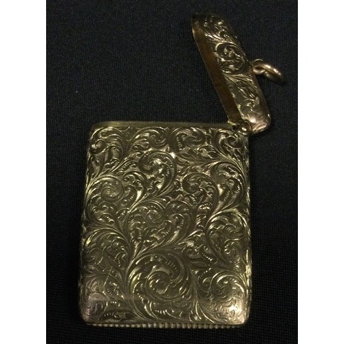 445 - An Edwardian 9ct gold vesta case, London 1904, 22.6g.