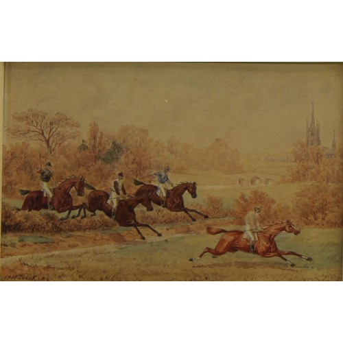 249 - William Henry Tuck (Suffolk Artist, 1840-1922) 
A pair, The Steeplechase, horses and jockeys racing ... 