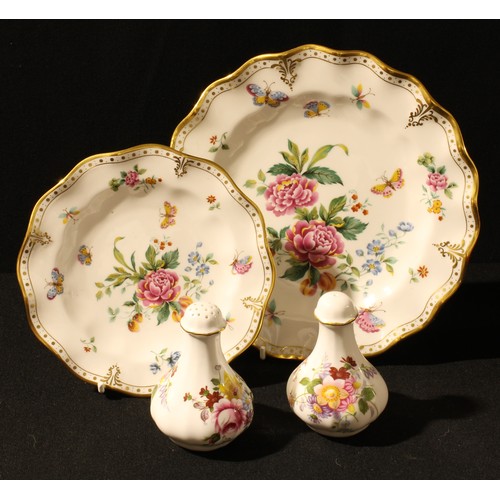 311 - A Royal Crown Derby Derby Days pattern shaped circular plate, 20cm; another smaller, 15cm; a Posie p... 