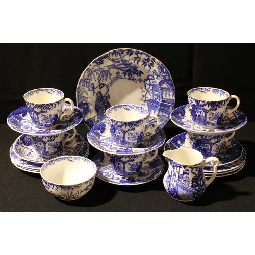 318 - A Royal Crown Derby Mikado pattern tea set comprising six teacups, saucers and tea plates, shallow b... 