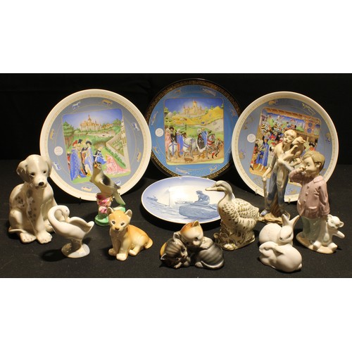 321 - Ceramics - Limoge limited edition plates;  a Nao figure;  a Lladro goose;  Russian Tiger cub;  etc