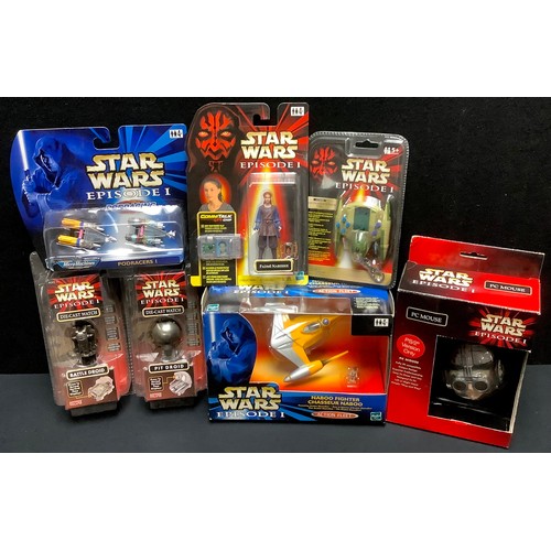 373 - Star Wars models including Episode I Podracing, blister packed; Naboo Fighter, boxed; PC Mouse, boxe... 