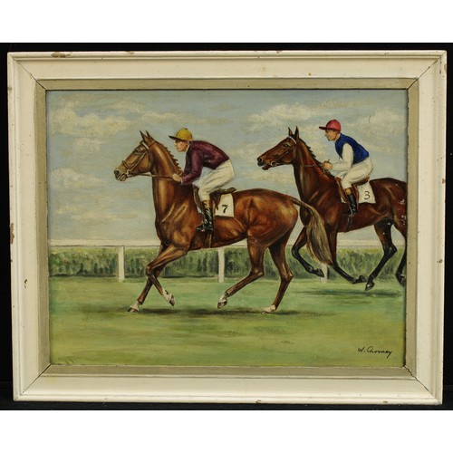 422 - W. Cho*azy (Equine Artist, 20th century)
Horse Racing, First Past the Post 
signed, oil on canvas, 3... 