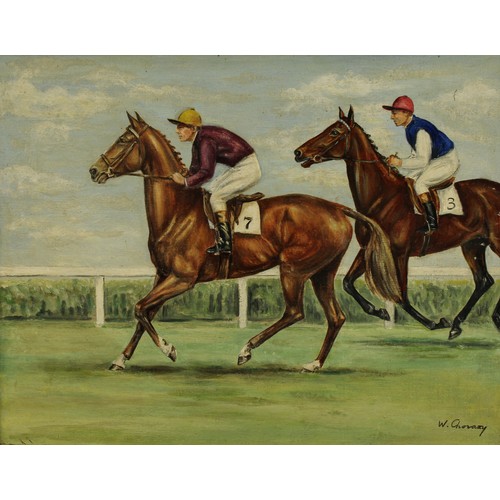 422 - W. Cho*azy (Equine Artist, 20th century)
Horse Racing, First Past the Post 
signed, oil on canvas, 3... 