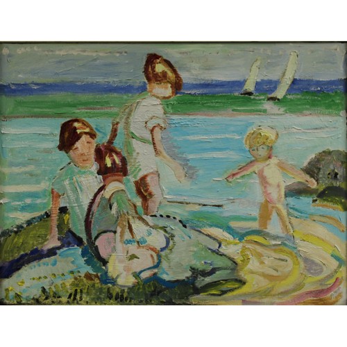 424 - Modernist School
The Beach
oil on canvas, 33.5cm x 44cm