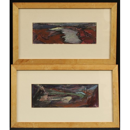 425 - Margaret McLellan (b. 1952)
A pair, Abstract Landscapes 
attributed to verso, mixed medium, 10cm x 2... 