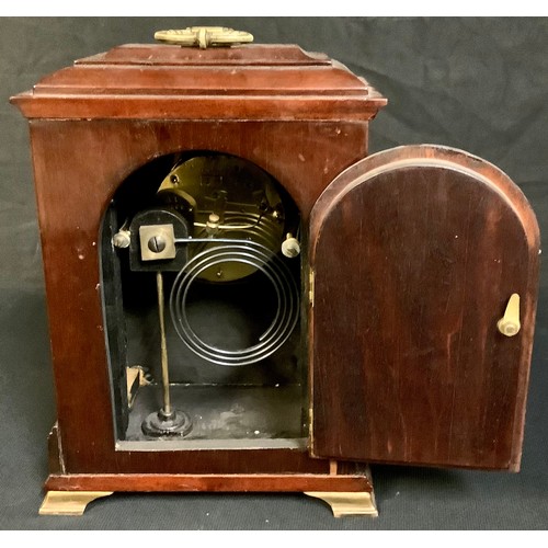 486 - A 19th century mahogany inlaid bracket clock, French movement