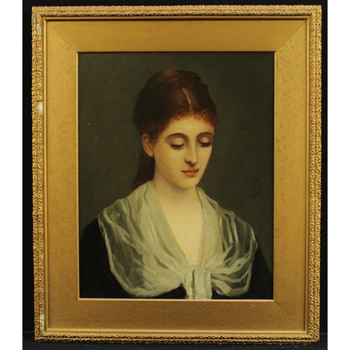 493 - Attributed to Sir Frank Dicksee
Portrait of a Lady, head-and-shoulders length
monogrammed FD, inscri... 