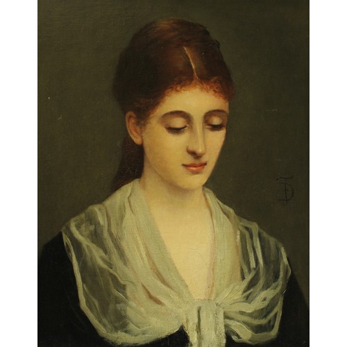 493 - Attributed to Sir Frank Dicksee
Portrait of a Lady, head-and-shoulders length
monogrammed FD, inscri... 