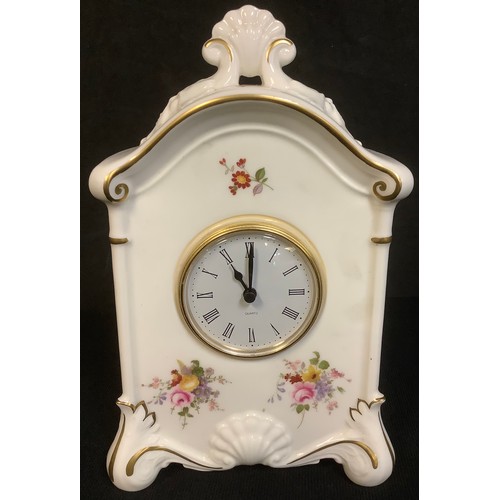 496 - A Royal Crown Derby Posies pattern mantel clock, second quality