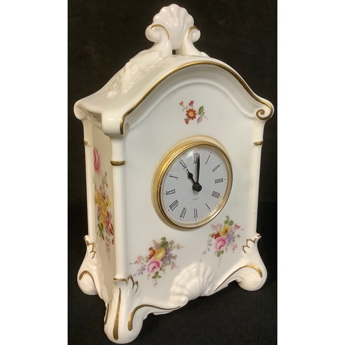 496 - A Royal Crown Derby Posies pattern mantel clock, second quality