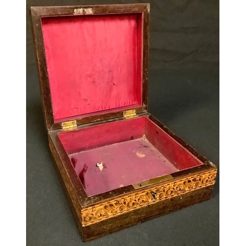 515 - A Victorian Tunbridge Ware handkerchief box, 15.5cm square