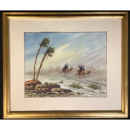 576 - Henry George  
A pair, Oasis and Desert  
signed, watercolours, 33cm x 42cm (2)