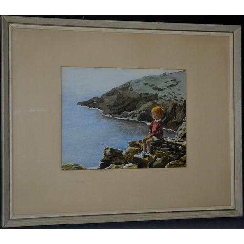 581 - EW Shepherd 
Young Boy Looking Out To Sea 
signed, watercolour, 21cm x 27cm