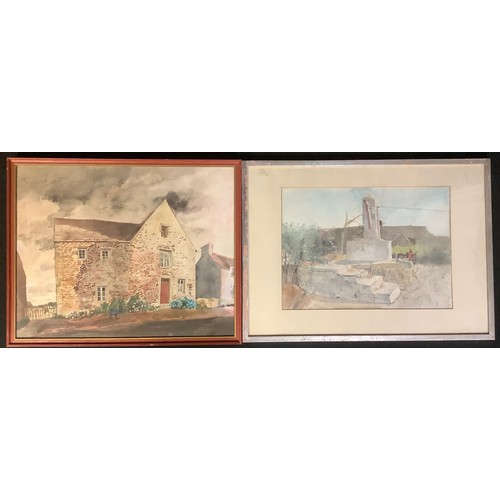 582 - Enok Sweetman  
The Old House with Passing Figure  
signed, watercolour, 48.5cm x 61cm; another, uns... 