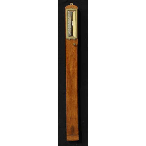 106 - An oak cased 'coal mine' stick barometer, John Davis & Son, Derby, 95cm high, 9cm wide