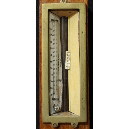 106 - An oak cased 'coal mine' stick barometer, John Davis & Son, Derby, 95cm high, 9cm wide