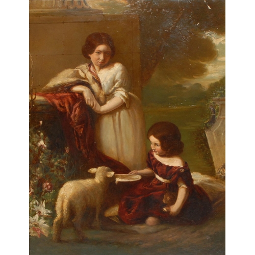 115 - William Underhill (fl.1847-1870)
Children with a Lamb
signed, dated 47, oil on canvas, 90cm x 70.5cm