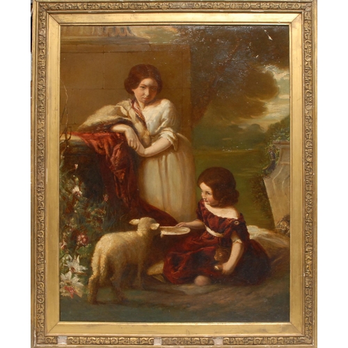 115 - William Underhill (fl.1847-1870)
Children with a Lamb
signed, dated 47, oil on canvas, 90cm x 70.5cm