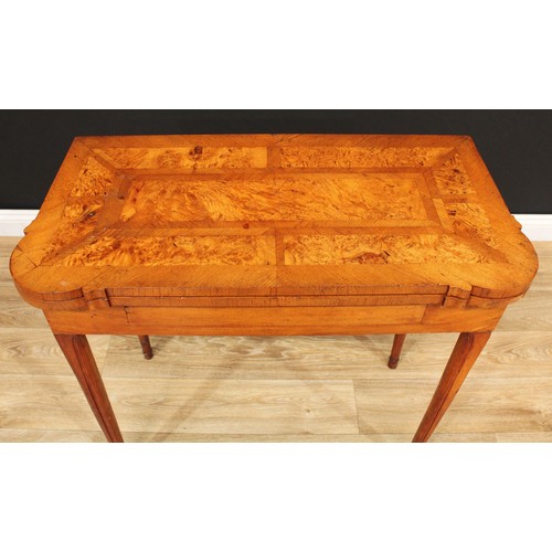 116 - An unusual oak and pollard oak tea table, hipped rectangular top above a single frieze drawer, taper... 