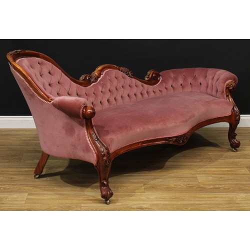 118 - A Victorian style fainting couch, sofa or chaise longue, 91cm high, 205cm wide, the seat 138cm wide ... 